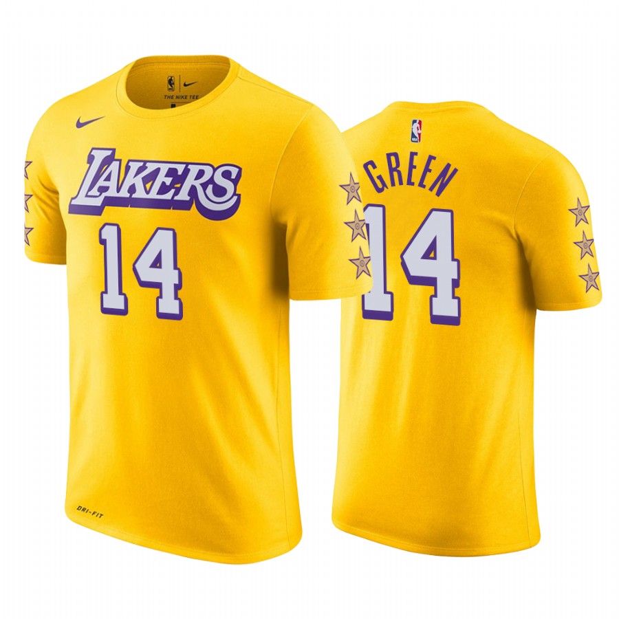 Men's Los Angeles Lakers Danny Green #14 NBA City Edition Gold Basketball T-Shirt YUI2883GF